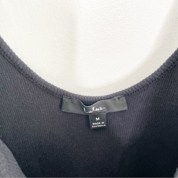 LULUS Go With You Black Ribbed Ruched Cutout Bodycon Dress Size Medium - Picture 4 of 10